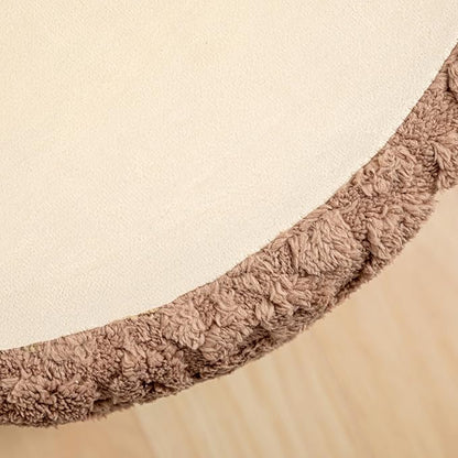Round Plush Stuffed Ottoman Pouf - Ultra-Soft Furry Ottoman Foot Rest with High-Density Foam Filling, 20" x 14" Multi-Functional Floor Pouf for Living Room