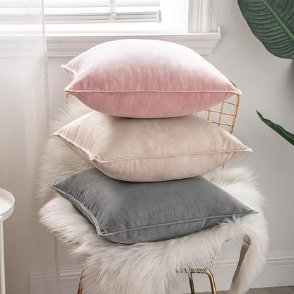 MIULEE Pack of 2 Decorative Polyester Pillow Cover Soft Pillowcase Solid Square Eruo Sham Cushion Case for Sofa Bedroom Car 24x24 Inch 60x60 Cm Cream White