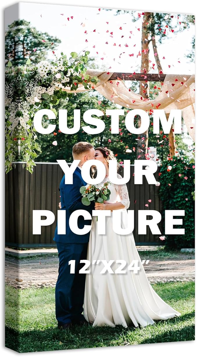 YYYYHPP Canvas Prints with Your Photos, Personalized Photo to Canvas Wall Art,Canvas Printing for Wedding, Family, Baby, Pets, Home Office Decor, Wrapped Frame 12"x24"