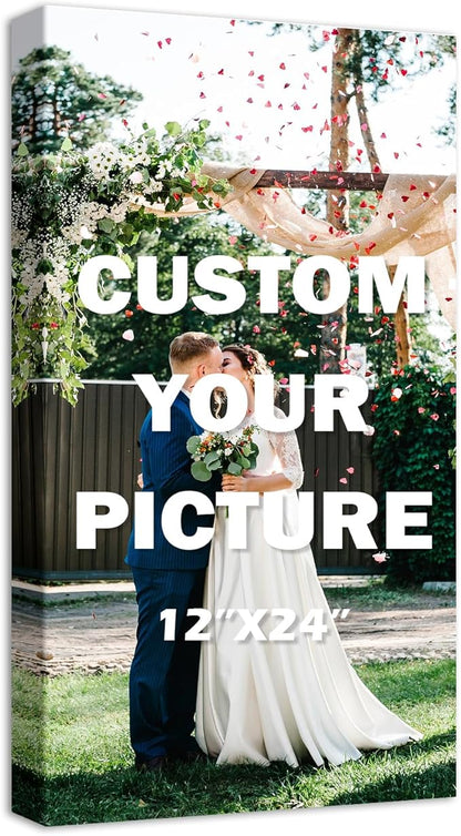 YYYYHPP Canvas Prints with Your Photos, Personalized Photo to Canvas Wall Art,Canvas Printing for Wedding, Family, Baby, Pets, Home Office Decor, Wrapped Frame 12"x24"