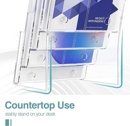 Brochure Holder 8.5x11 Inch 3 Tier with Removable Divider for 4x9 inch Clear Acrylic Pamphlet Display Stand Holder Countertop Use or Wall Mount for Office, Lobby, Hotel, Trade Show, 1 Pack