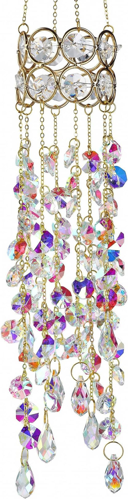 H&D HYALINE & DORA 19 Inch Garden Crystal Suncatchers Sun Catchers Indoor Window Gold-Plated Sun Catcher for Indoor Outdoor and Party Decor (Colorful)