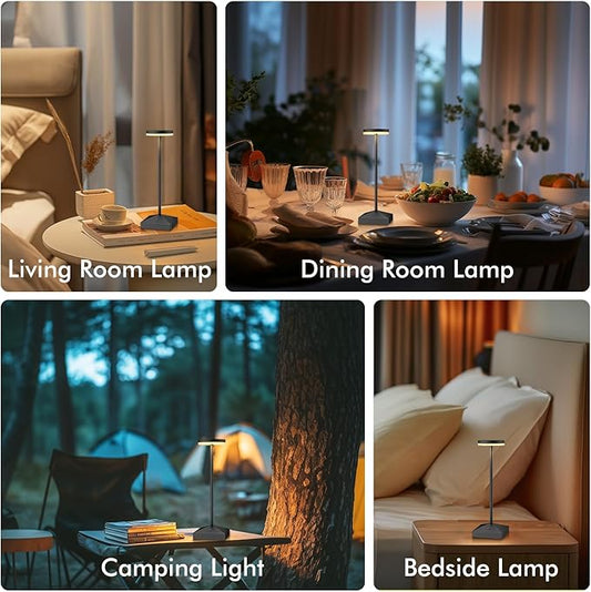 3 Pack 7.67in Black Small Cordless Table Lamps Rechargeable, Battery Operated Mini Lamp, Small Lamp Touch Portable Table Lights, LED Night Light for Bedside/Dining/Bar/Outdoor (Black-C)