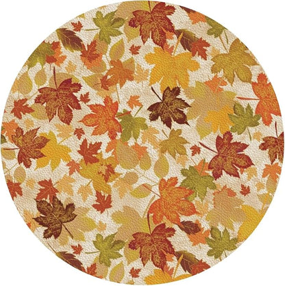 Fall Maple Leaves Coaster Set of 4 Autumn Cup Coasters for Drinks Thanksgiving Harvest Waterproof Wipeable PVC Round Coasters Mat for Coffee Beer Wine Outdoor Patio Table Bar Desk Seasonal Desk Decor