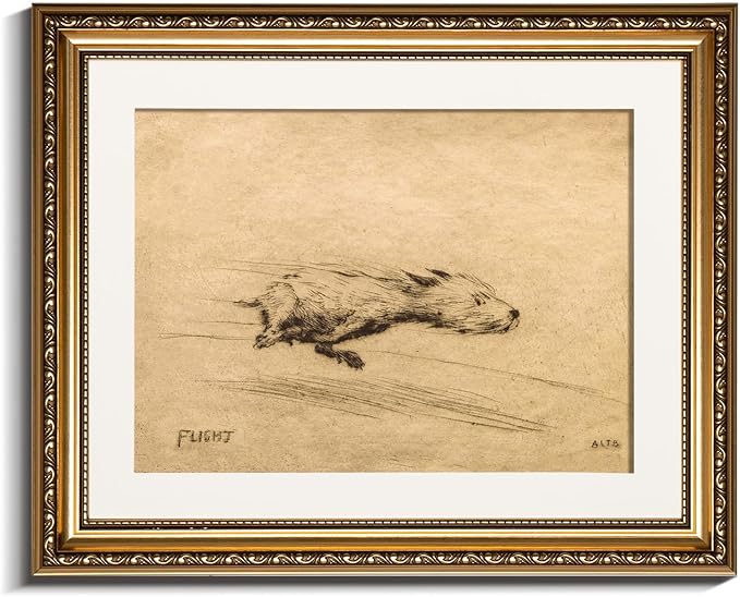 InSimSea Gold Framed Canvas Wall Art Room Decor Vintage Minimalist Dog Sketch Bathroom Wall Decor Dog Lovers' Retro Animal Sketch Picture Art Printing for Home Office Living Room Bedroom 16×13in