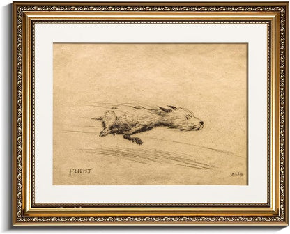 InSimSea Gold Framed Canvas Wall Art Room Decor Vintage Minimalist Dog Sketch Bathroom Wall Decor Dog Lovers' Retro Animal Sketch Picture Art Printing for Home Office Living Room Bedroom 16×13in