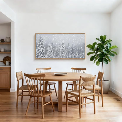 Aryroi Winter Snow Covered Forest Framed Canvas Wall Art Set,Snowy Woodland Wall Decor,Wilderness Pine Tree Art Prints,Natural Botanical Landscape Artwork for Living Room, Bedroom,Farmhouse-40 x20 x1