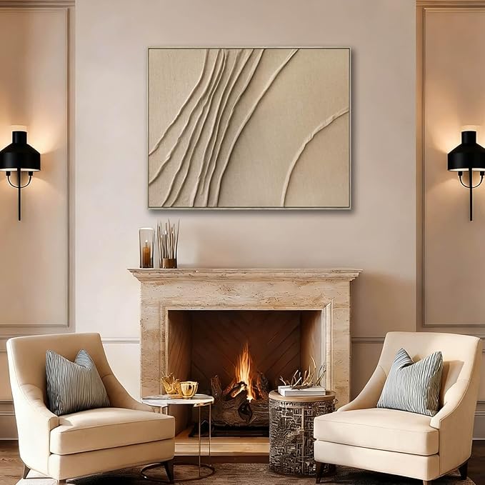 LEVERUP Abstract Painting Posters Art Brown Wall Artwork Minimalist Wall Decor for Dining Room Bedroom Office 32×40 Inchs Office Decorations Wall