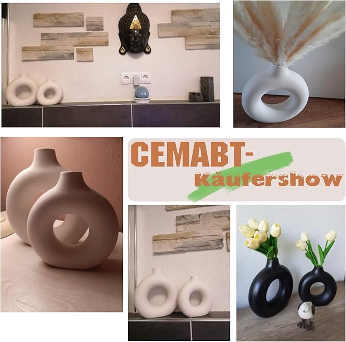 CEMABT Vases for Pampas Grass,Creative Vase Modern Home Decor,Handmade Vase White Ceramic Dried Flowers Crafts Ornaments for Office Home Deco Decoration