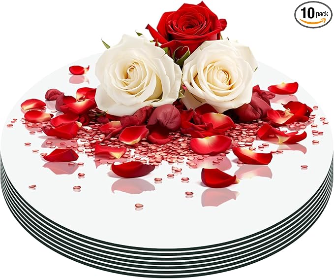 12" 10PCS Round Mirrors for Centerpieces, Circle Mirror Centerpieces for Tables, Acrylic Mirror Tiles for Wall Table Wedding Centerpieces Mirror Plates for Candle Birthday Decorations DIY Craft