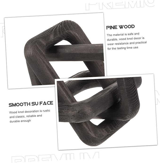 VOSAREA Wood Chain Link Decor for Rustic Home Decor Minimalist Wall Hanging Accents for Living Room Coffee Table and Bookshelf Neutral Color Wood Knot Wall Art