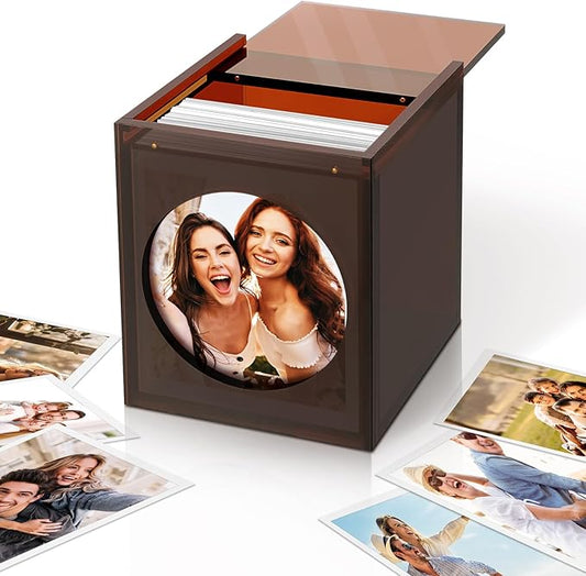 Acrylic Polaroid Picture Frame and Photo Storage Box with Magnetic Sliding Cover for Instax Mini Polaroid Film, 4.2’’x3.5’’ Instax Frame, Picture Frame,Wedding Guest Book Alternative for Reception