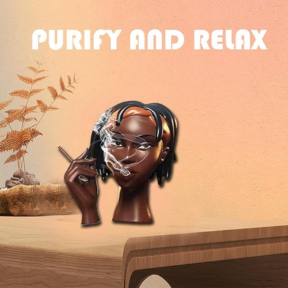 Head Incense Burner Black Woman, Funny and Elegant Head Scents Burner Black Women Facial Decoration, Waterfall Headscents Incense Holder, Ideal for Home Decor and Relaxation (A, Normal)