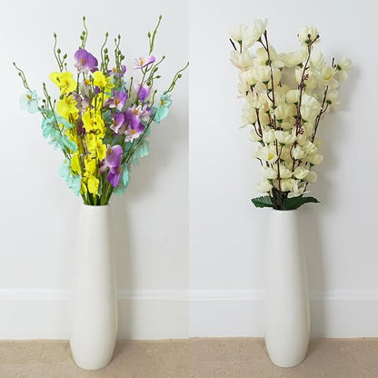12Inch Tall White Ceramic Flower Vase,Home Decor White Vases for Pampas Grass,Modern Textured Vases for Living Room Decorations,Shelf,Table Centerpieces,Farmhouse Small Ceramic Vase
