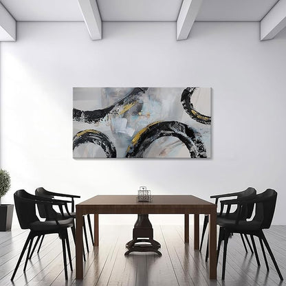 Black and White Wall Art, Large Abstract Graffiti Paintings Wall Pictures Modern Painting Artwork Prefer for Home Living Room Bedroom Kitchen Office Hallway Room Decor 24x48 In