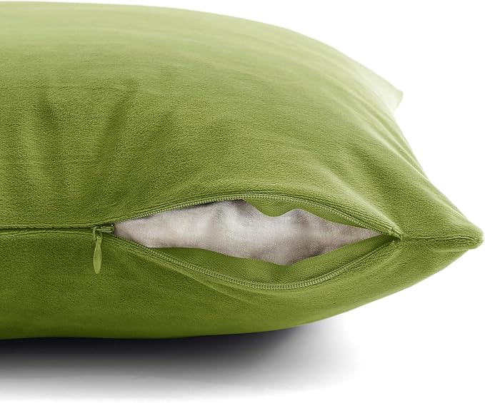 24x24 Velvet Pillow Covers Set of 2 Grass Green Decorative Square Throw Pillowcase Soft Solid Cushion Covers for Bedroom Living Room Outdoor Indoor Decoration