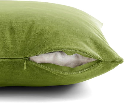 20x20 Velvet Pillow Covers Set of 2 Grass Green Decorative Square Throw Pillowcase Soft Solid Cushion Covers for Bedroom Living Room Outdoor Indoor Decoration