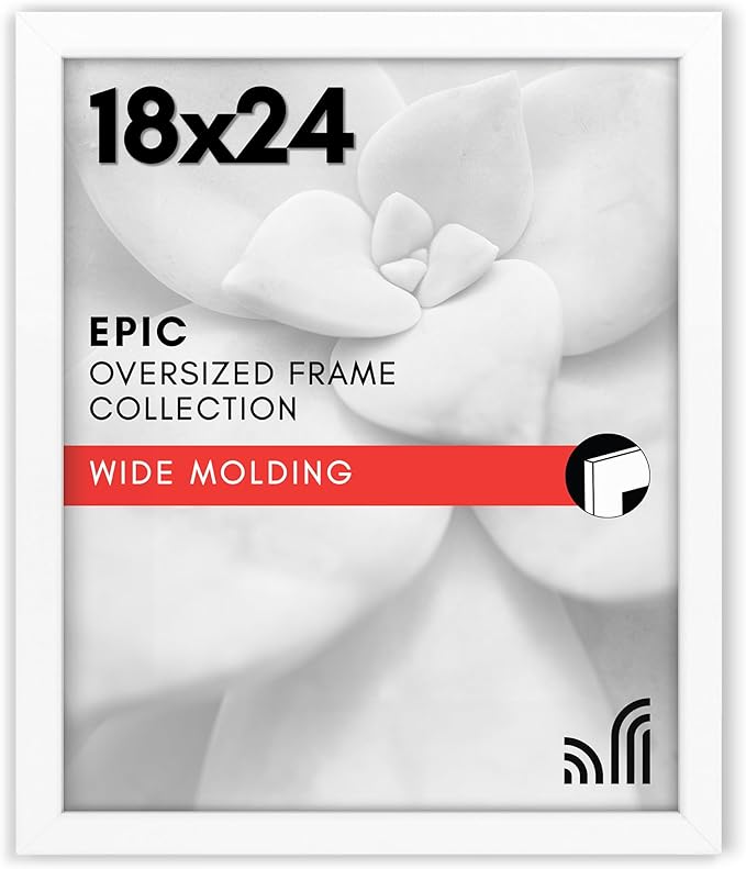 Americanflat 18x24 Poster Frame in White - Composite Wood with Polished Plexiglass - Horizontal and Vertical Formats for Wall with Included Hanging Hardware