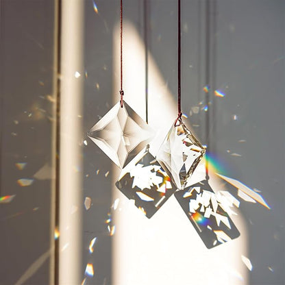 HDCRYSTALGIFTS 2PCS 50mm Clear Crystal Sun Catcher Prisms, Hanging Suncatchers with Glass Prism, Rainbow Maker for Windows, Balcony, Kitchen, Garden, Christmas Tree Decoration