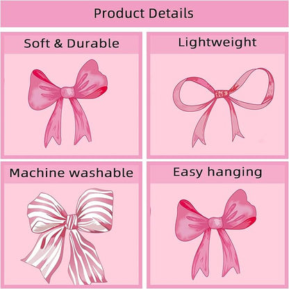 Pink Bow Tapestry - Coquette Pink Bow Tapestries, Girly Aesthetic Wall Hanging, Wall Blanket Room Decor, Bow Knot Aesthetic Bedroom Decor for Teen Girls Room, Bedroom, Dorm, Apartment Decor - 50 x 60 Inches