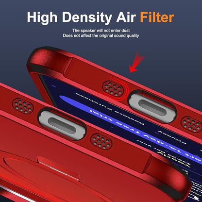 Compatible with iPhone 17 Air Case with Invisible Magnetic O-Ring Stand Military-Grade Phone Case for iPhone 17 Air 6.5" [Compatible with Mag-Safe][Great Grip Feeling], Red