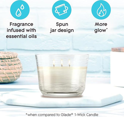 Glade 3-Wick Scented Candle Jar, Dewdrop Petals, Air Freshener Infused with Essential Oils, 6.8 Oz, 3 Count