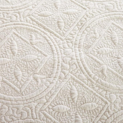 Calla Angel Sage Garden Luxury Pure Cotton Matelasse Quilt Queen, Ivory