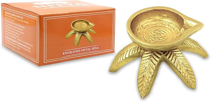 Shubhkart Engraved Petal Diya in Octopus Shape - Deepam/Deep/Festival Diya - Long Lasting for Puja, Return Gift, Very Light, Medium Size Oil Lamp for Home Decor