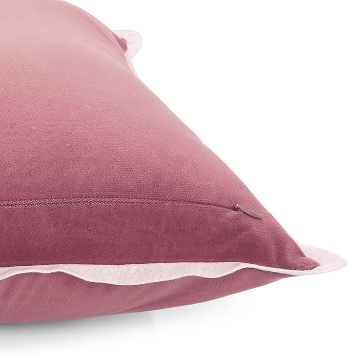 FINGERCRAFT Decorative Throw Pillow Cover Pack of 2 Soft Velvet Cushion Cover, Sofa and Bedroom Pillow Case 20" x 20" Pink