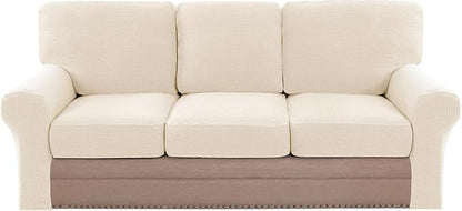 H.VERSAILTEX Multi-Pieces Sofa Covers Stretch Couch Covers Form Fitted Seats and Back Cushions Covers (3 Seat Covers Plus 3 Back Cusion Covers, Bonus 2 Armrest Covers), Cream