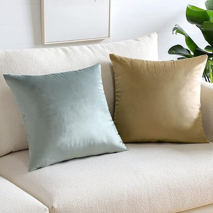 Artscope Luxury Velvet Pillow Covers Super Soft Decorative Square Throw Pillow Covers Case Cushion Covers for Sofa Couch Bedroom Car Decor 16x16 Inch Light Grey