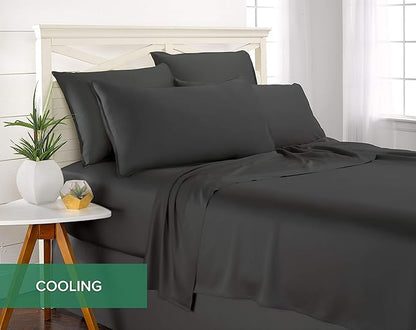 King Pillowcases by Pure Bamboo, Genuine 100% Organic Viscose Derived from Bamboo, Luxuriously Soft & Cooling, Double Stitching, Envelope Closure (2 King Pillowcases, Charcoal)