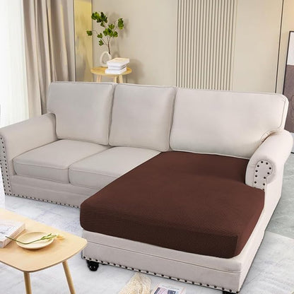 H.VERSAILTEX Super Stretch Individual Chaise Cover Sectional Couch Covers for L Shaped Sofa Both Left/Right Featuring Thick Jacquard Textured Twill Fabric (1 Piece Chaise Cover, Burnt Brick)