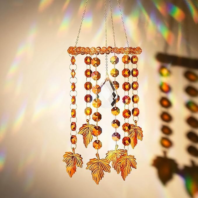 Suncalla 3 Pcs Crystal Suncatchers for Window Sun Catchers Hanging Wind Chime with Chain Rainbow Indoor Outdoor Decor Plant Lover Gift