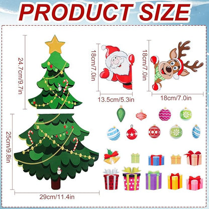 Magnetic Christmas Tree for Refrigerator, Soft Magnetic Ornaments Set, Reusable Holiday Decor for Kids & Family, Fun Xmas Decoration for Home, Kitchen, Office