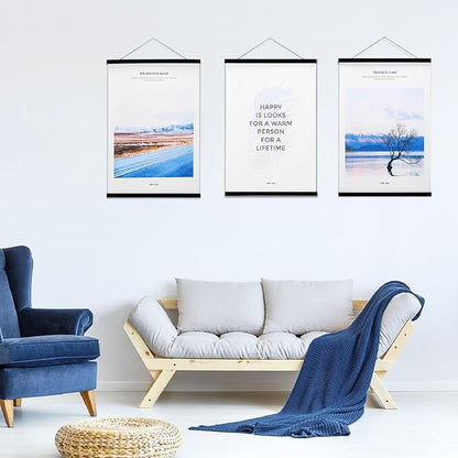 FALAMON 2 Pack Magnetic Poster Hanger Frame, 19x13 19x25 19x27 Magnet Poster Frame Hangers for Hanging Posters, Prints, Photos, Pictures, Maps, Scrolls, and Canvas Artwork (Black, 19")