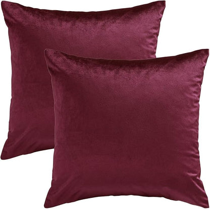 GIGIZAZA Velvet Pillow Covers 20x20: Pack of 2 Throw Pillows Soft Solid Covers - Burgundy Decorative Couch Small Cushion Covers Used for Chrismas Room Decor,Living Room,Bedroom,Sofa
