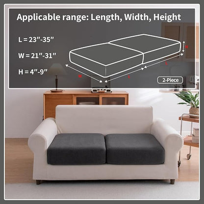 Sectional Couch Covers, Wear Resistant Stretch Sofa Covers Washable Soft Couch Cushion Covers Anti Slip Furniture Protector Sofa Slipcovers for Pets (2 Pieces 2 Seaters Cover, Dark Gray)
