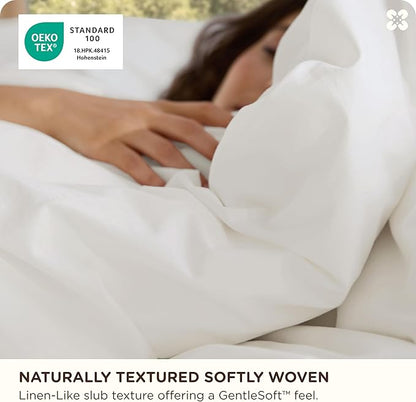 Bedsure Cotton Duvet Cover Twin - Luxury Slub Weave 100% Cotton Duvet Cover with a Linen Like Textured, Easy Change Durable Bedding, Coconut White, 68" x 90"