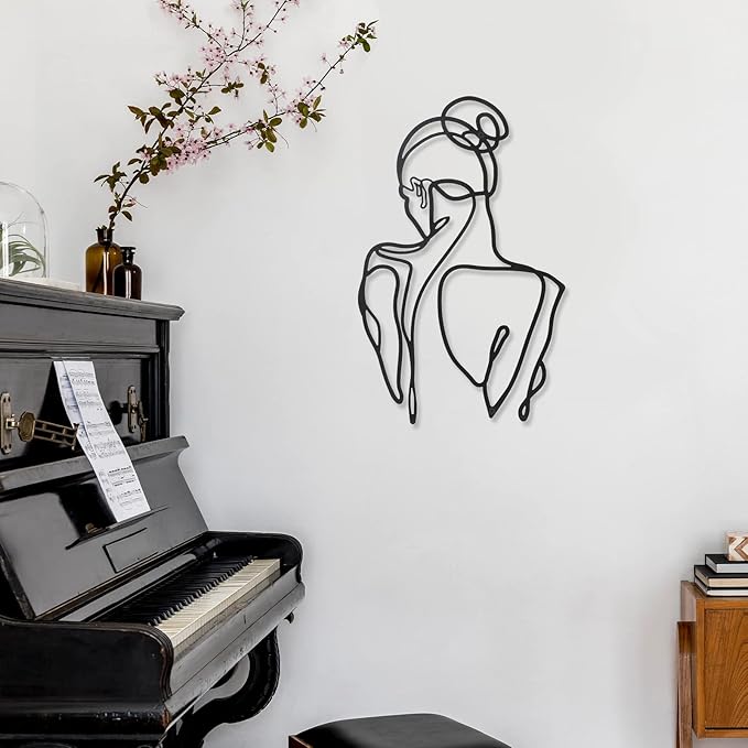 Photect 3 Pcs Metal Wall Art Decor Minimalist Abstract Woman Wall Art Metal Modern Line Drawing Decor Female Single Line Home Hanging for Bedroom Bathroom Living Room Christmas Housewarming(Modern)