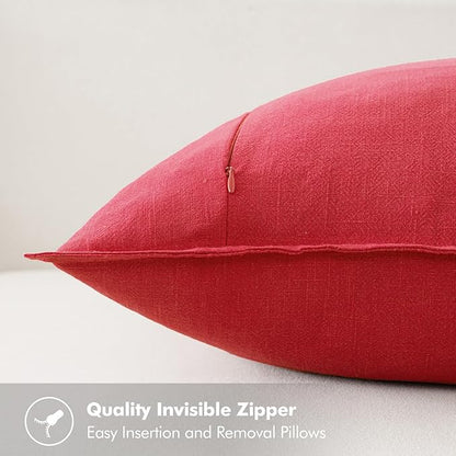 MIULEE Christmas Decorative Linen Pillow Covers 20x20 Inch Red Boho Farmhouse Neutral Couch Throw Pillows for Bed Pack of 2 Accent Modern Pillowcase Sofa Livingroom Home Decor