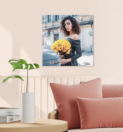 TreeDeal Custom Canvas Prints with Your Photos, Framed 12” x 12” Personalized Pictures Print, Customized Photo to Canvas Wall Art Ideal for Home Decor Gift Wrapping Pets Family Baby Wedding