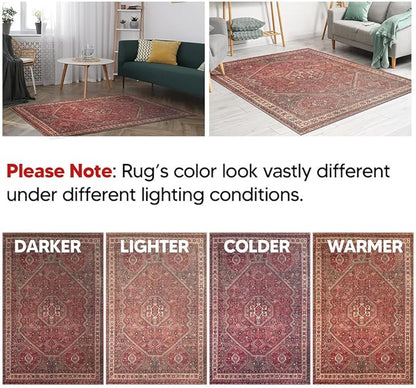 Keen Home Design 2x12 Rug - Machine Washable Runner Rug with Non-Slip Backing, Ideal for Hallway, Entryway, Kitchen, Laundry Room - Vintage, Easy Clean, Durable, Low Pile - (2'6" x 12')