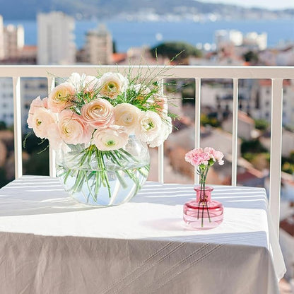 Pink Gradient Glass Bud Vase, 10Pcs/Set Modern Decorative Small Mini Flowers Vases, Minimalist Aesthetic Home Decor Vintage Wedding Table Centerpieces for Single Flower Rose