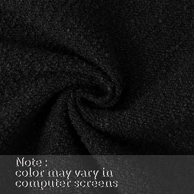 Jeneoo Black Decorative Square Thick Throw Pillow Covers Boucle Couch Cushion Cases for Livingroom Sofa Decor, Set of 2, 18 x 18 Inch