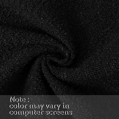 Jeneoo Black Decorative Square Thick Throw Pillow Covers Fine Textured Boucle Couch Cushion Case for Sofa Decor, Set of 2, 20 x 20 Inch