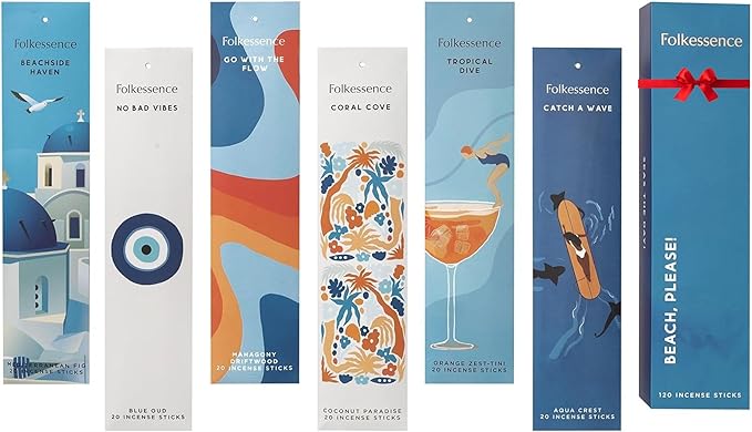 Folkulture Incense Sticks (120 Sticks) | Set of 6 Premium Summer Incense Stick for Mediation, Aromatherapy,Gifts| No Charcoal, Organic, Non Toxic, 45 Mins, Long Burning Summer Scents Insence-Sticks