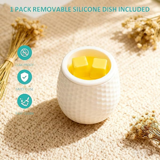 Wax Melt Warmer Ceramic Wax Melt Burner for Scented Cubes Electric Oil Burner Melter with Silicone Dish Fragrance Warmer for Home Office Bedroom Gift & Decor (Honeycomb)