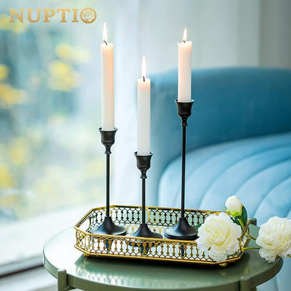Nuptio Black Candlestick Holders 30 Pcs Candle Sticks Holder Metal Tapered Candle Holder Taper Candle Holders for Wedding Christmas Party Celebration Mantel Dinner Home Decoration