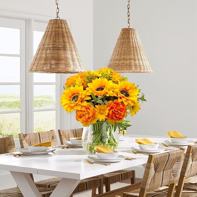 Artificial Flowers for Decoration, 3Pcs Fake Sunflower with Peonies Artificial Flowers Bouquet Silk Flowers for Home Wedding Party Table Centerpieces Vase Decor Indoor Floral Displays (Yellow)